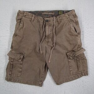 Lucky Brand Mens Brown Cargo Shorts Type L-54C Cotton Size 32 Drawstring Utility